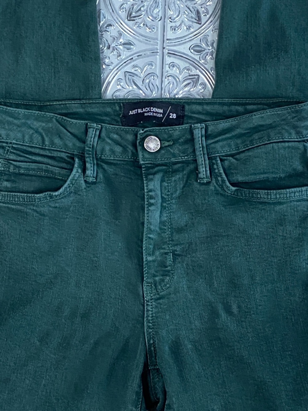 Just Black Denim Dark Green Skinny Jeans 28 Soft Lyocell Blend - Picture 4 of 7